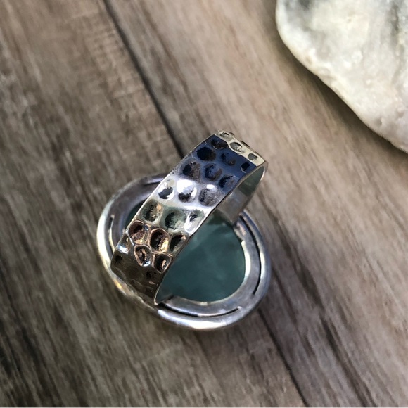 Sterling Raw Aquamarine Ring 7.5 - Picture 5 of 7